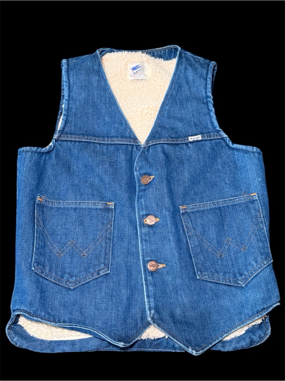Vintage 70s Sherpa Lined Wrangler Vest- Small